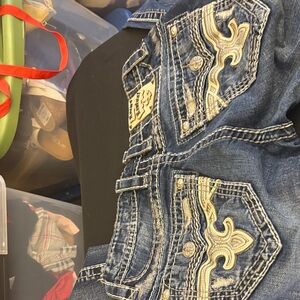 Rock Revival Dark Blue Denim with Cream Patch